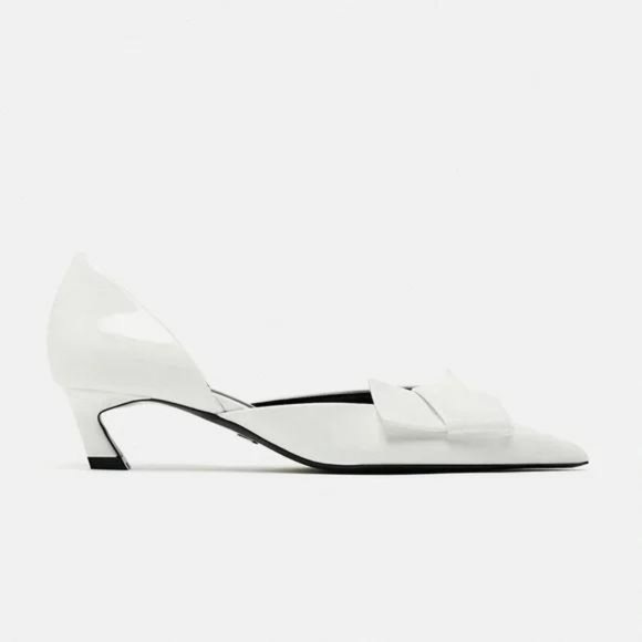ZARA HEELED PUMP WITH BOW WHITE - Picture 6 of 7